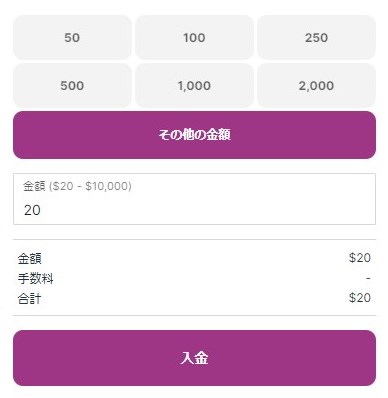 入金したい金額を決める