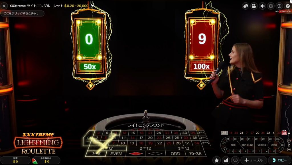 エクストリーム ライトニング ルーレット（XXXTreme Lightning Roulette）