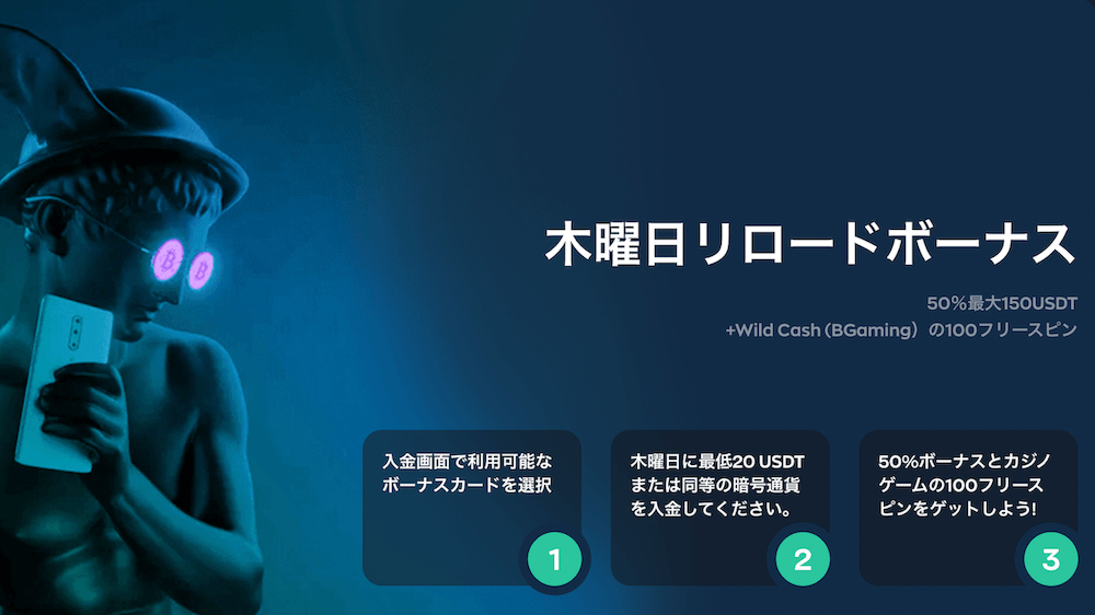 ベイブカジノの木曜日リロードボーナス