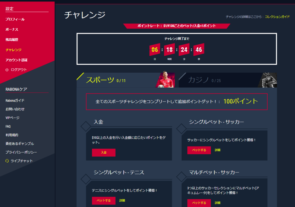 ラボナカジノのチャレンジ